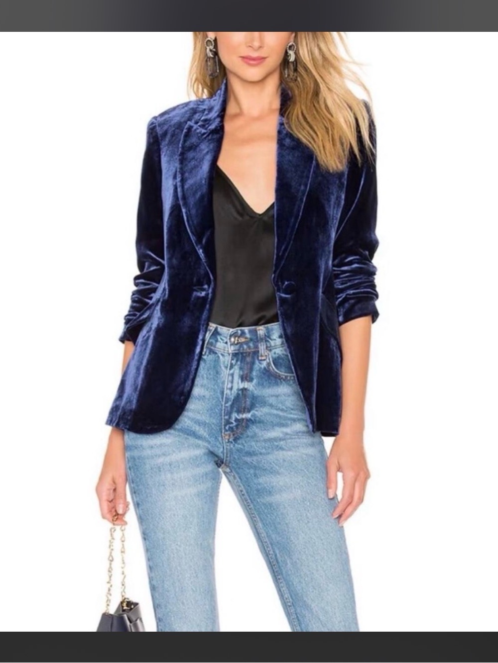 L'AGENCE Chamberlain Velvet Blazer and Matching Top Set